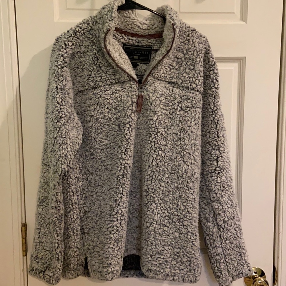 Faux Shearling Pullover Half Zip Jacket